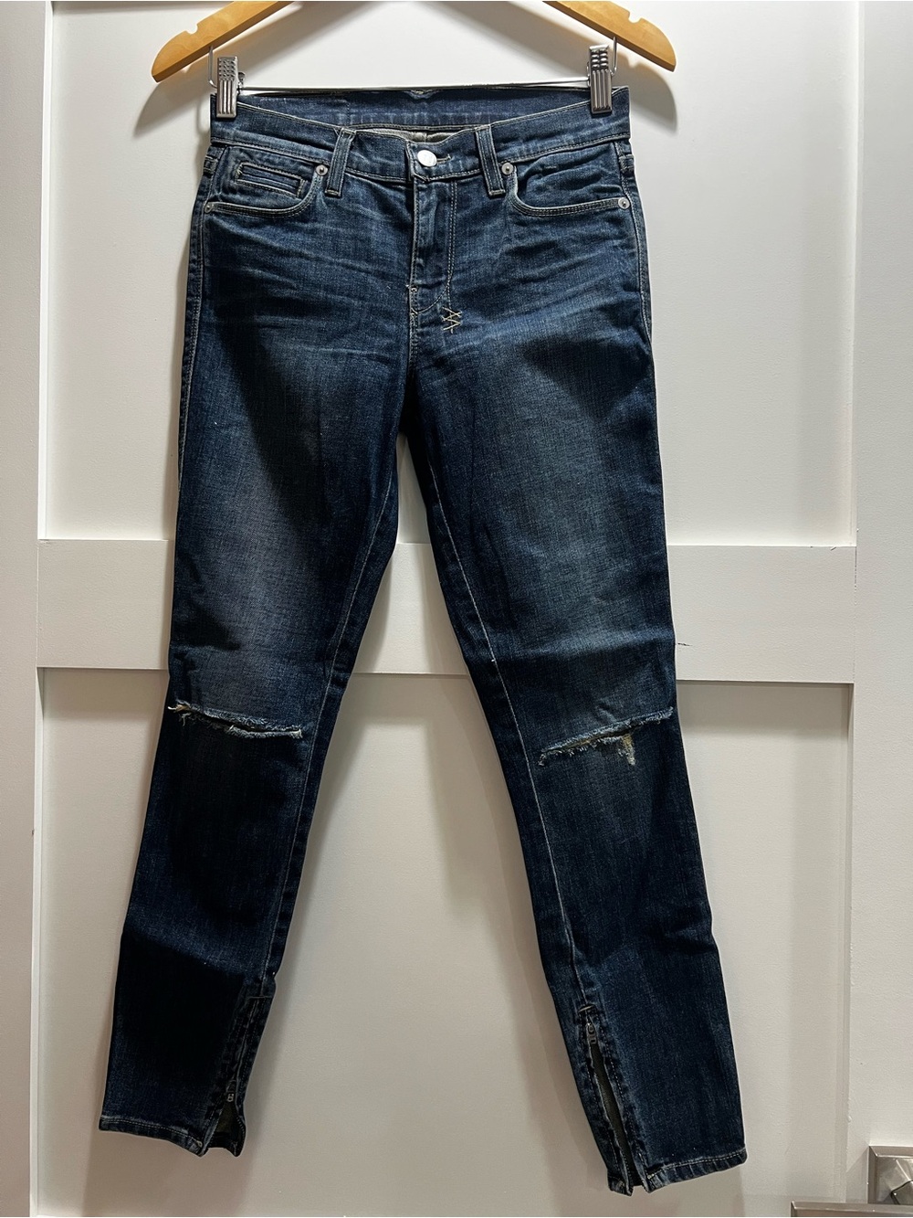Ksubi Spray on Dark Wash Women's Distressed Knee Jeans